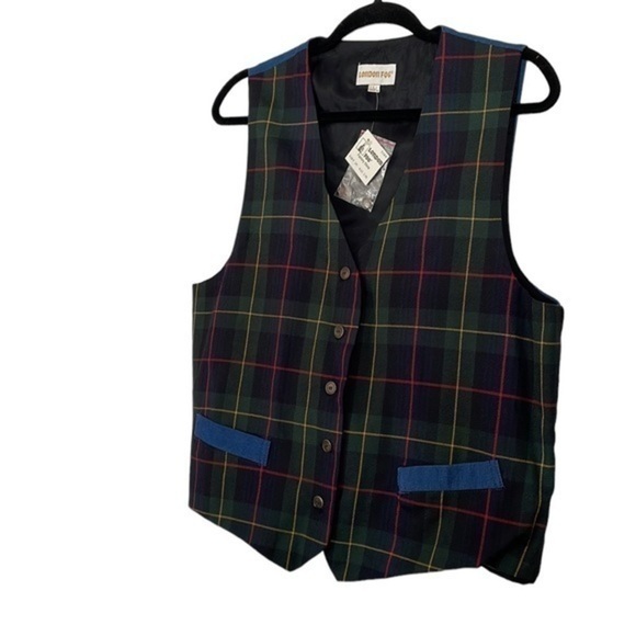 Women's Button-Down Vintage London Fog Plaid Vest Size Large (L) - Picture 2 of 6